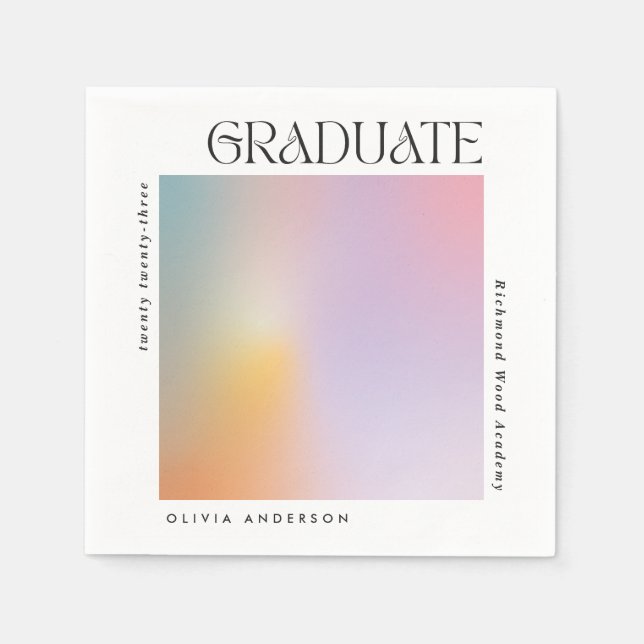 Graduation modern minimal aura pastel typography napkins (Front)
