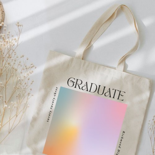 Graduation modern minimal aura pastel typography tote bag