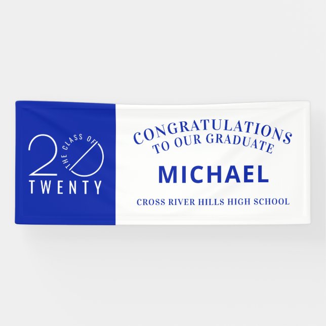 Graduation Modern Minimal CLASS OF 20 TWENTY Banner (Horizontal)