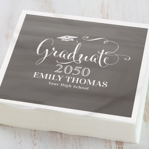 Graduation Modern Minimalist Chalkboard Script Napkins