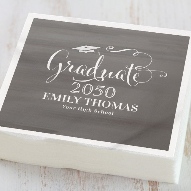 Graduation Modern Minimalist Chalkboard Script Napkins (Creator Uploaded)
