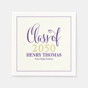 Graduation Modern Minimalist Class Of Purple Napkins