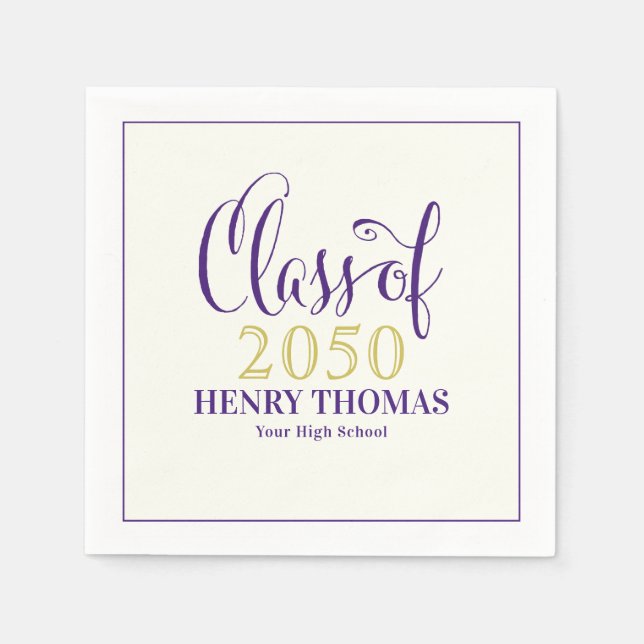 Graduation Modern Minimalist Class Of Purple  Napkins (Front)