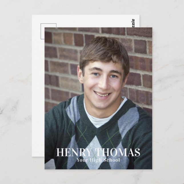 Graduation Modern Minimalist Script Orange Postcard (Front/Back)