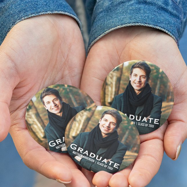 Graduation Modern Photo Button (Customize to change text size or text style.)