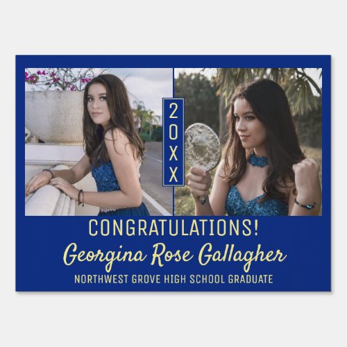 Graduation Modern Photo Collage Simple Easy Blue Sign