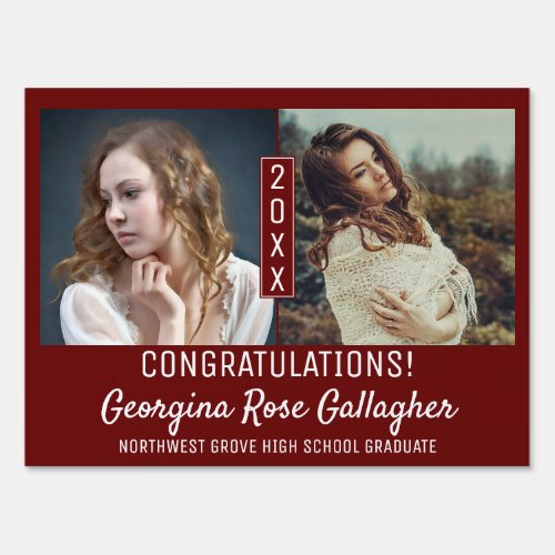 Graduation Modern Photo Collage Simple Easy Red Sign