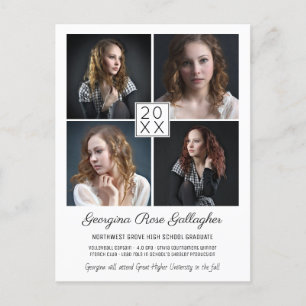 Graduation Modern Photo Collage Simple Grad Announcement Postcard