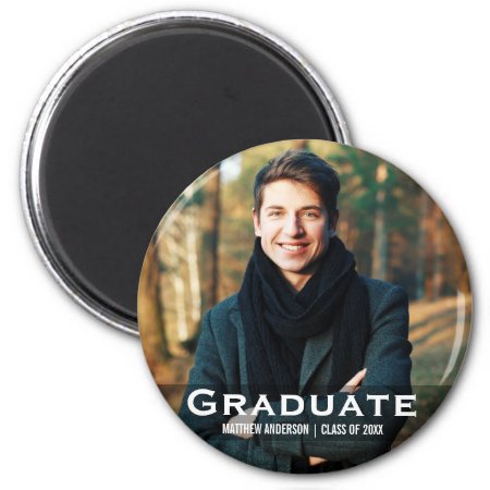 Graduation Modern Photo Magnet Round