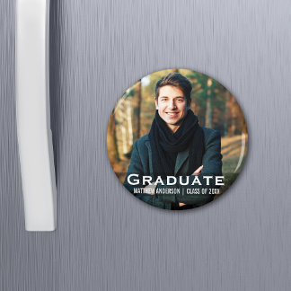 Graduation Modern Photo Magnet Round