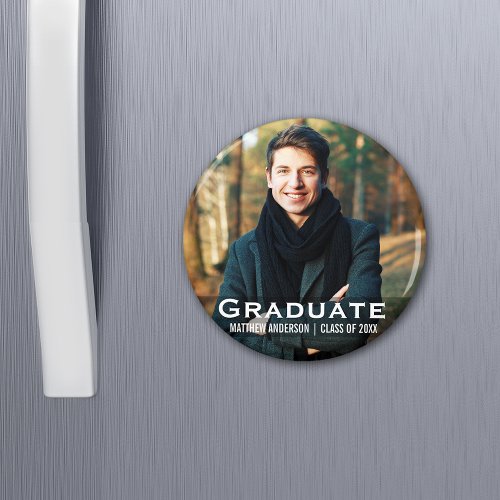 Graduation Modern Photo Magnet Round