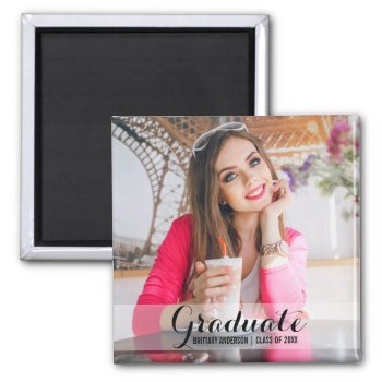 Graduation Modern Photo Magnet S B Sq by HappyMemoriesPaperCo at Zazzle
