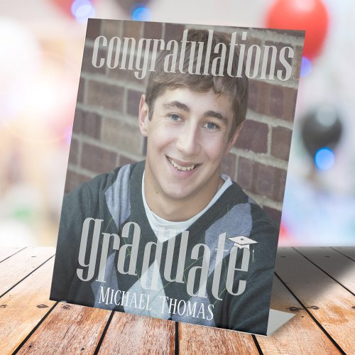 Graduation Modern Photo Minimalist Congratulations Pedestal Sign