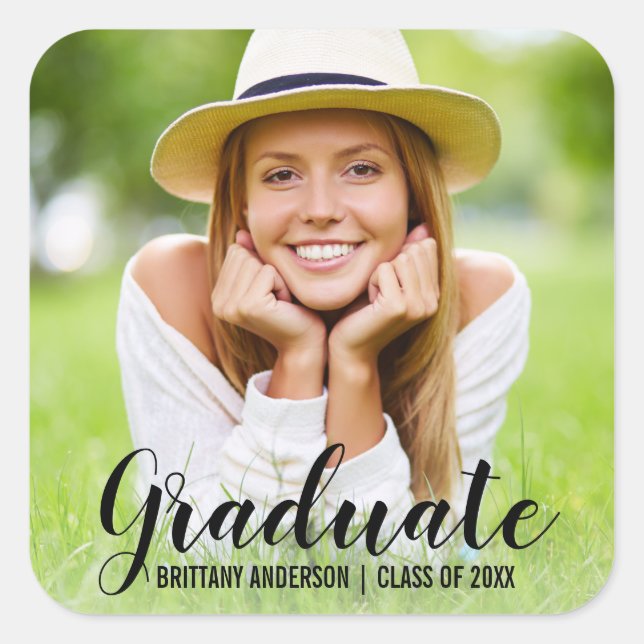 Graduation Modern Photo Name Sticker (Front)