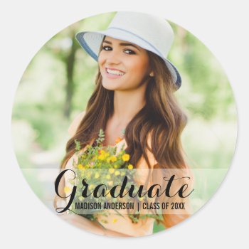 Graduation Modern Photo Name Stickers by HappyMemoriesPaperCo at Zazzle