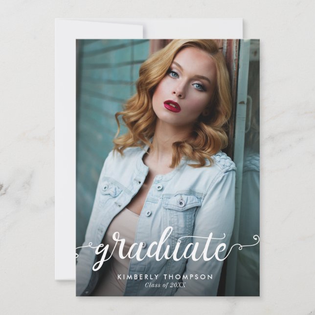 Graduation Modern Photo Script Announcement (Front)
