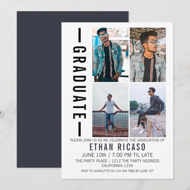 Graduation Modern Photo Template Personalized (Front/Back)