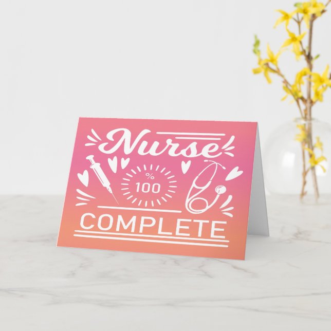 Graduation  Modern Pink Grad Nurse Card (Yellow Flower)