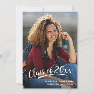 Graduation Modern Script 2+Sided Party Photo Invitation