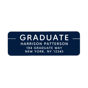 Graduation Modern Script Blue White Label