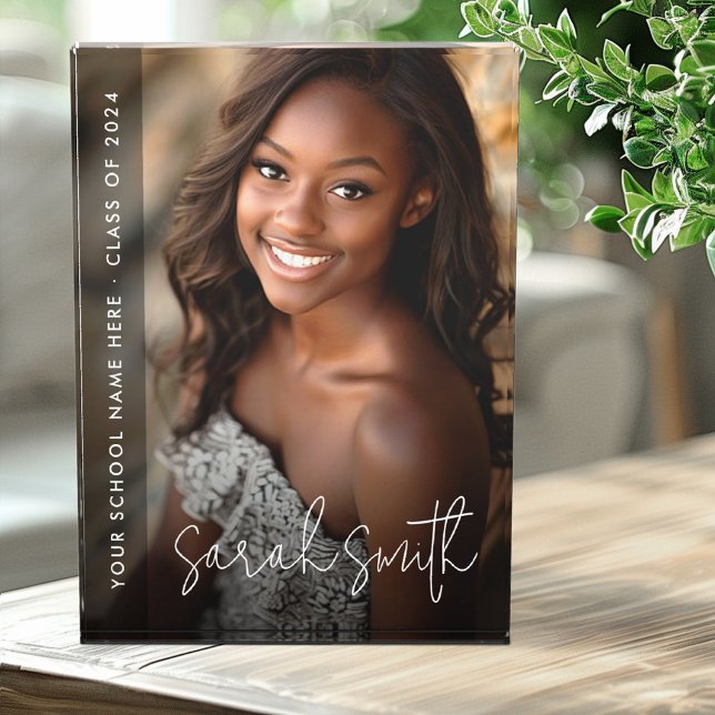 Graduation modern script dark overlay photo block (Graduation modern script dark overlay photo block)