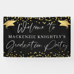 Graduation Modern Script Gold Confetti Welcome  Banner