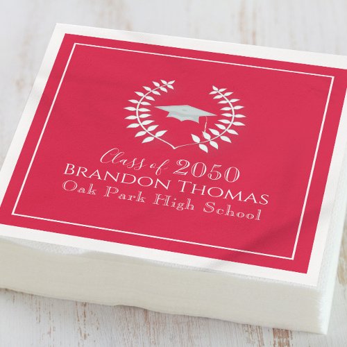 Graduation Modern Simple Elegant Crimson Red Napkins