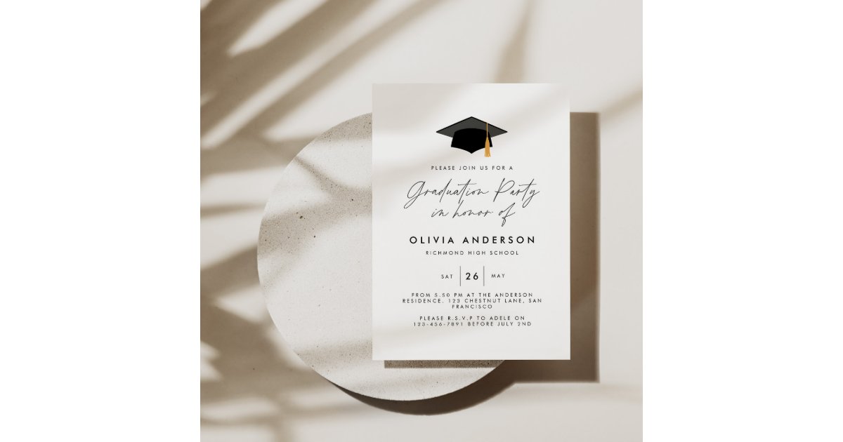 graduation modern simple elegant green party invitation | Zazzle