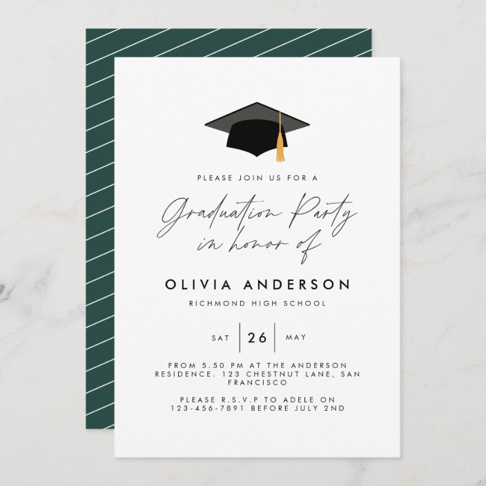 graduation modern simple elegant green party invitation | Zazzle.com