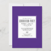 Graduation Modern Sleek CLASS OF 20XX Purple Invitation (Back)