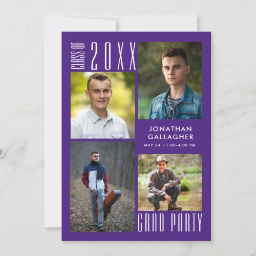 Graduation Modern Sleek CLASS OF 20XX Purple Invitation