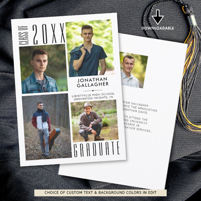 Graduation Modern Sleek Photo Collage Announcement (Creator Uploaded)