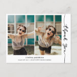 Graduation Modern Thank You Script Photo Collage Postcard