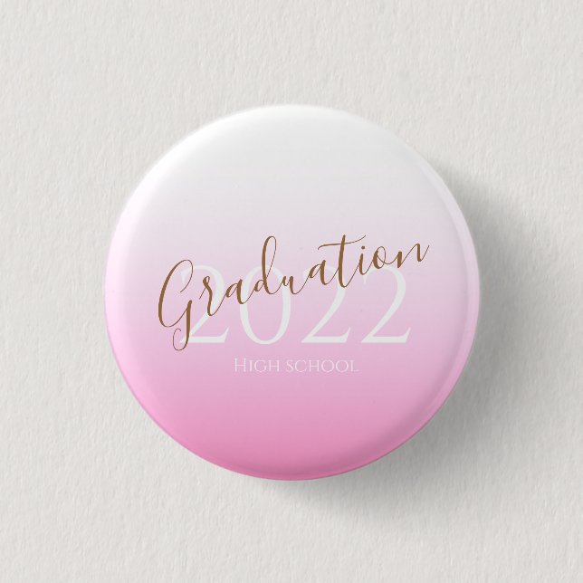 Graduation modern trendy personalized photo invita button (Front)