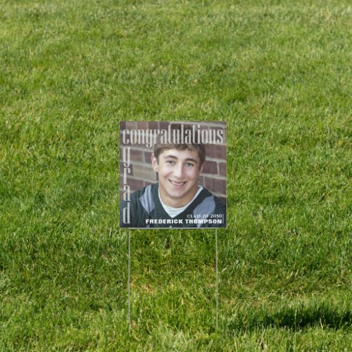 Graduation Modern Two Photo Minimalist Script Sign