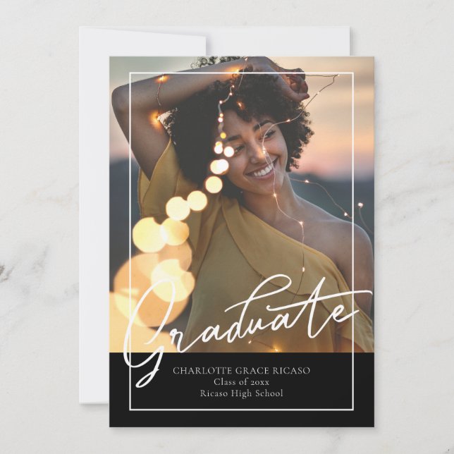 Graduation Modern Typography Photo Personalized Announcement (Front)