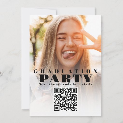 Graduation Modern Typography Photo QR Code Invitation | Zazzle