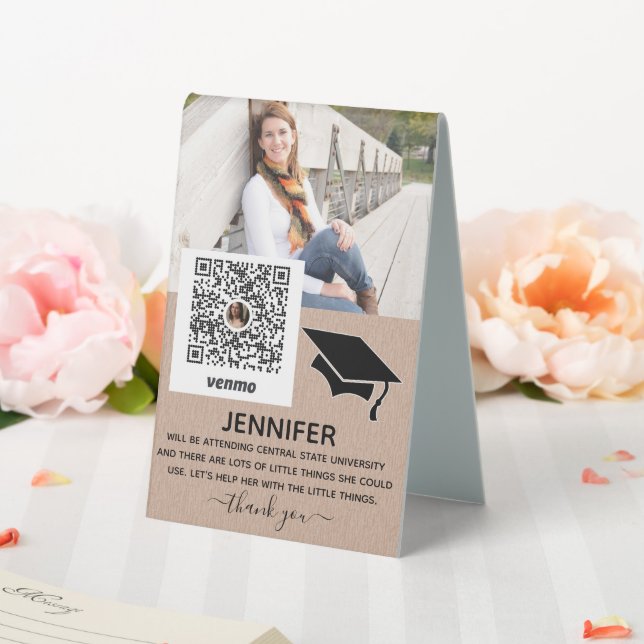 Graduation Money Gift Ideas Venmo Table Tent (In SItu (Wedding))