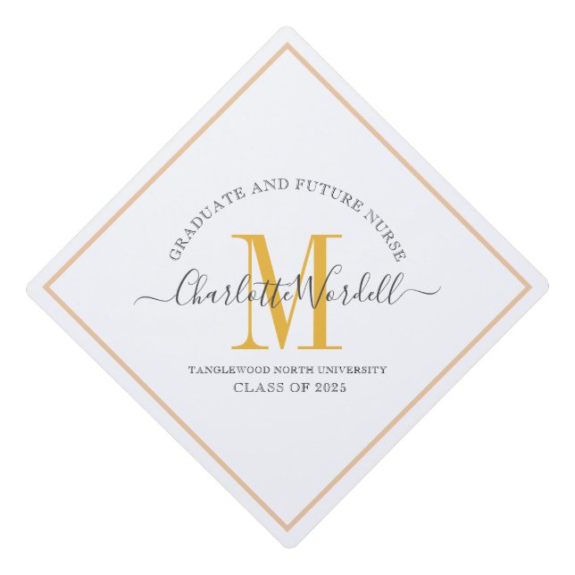 Graduation Monogram Future Nurse  Graduation Cap Topper (Front)