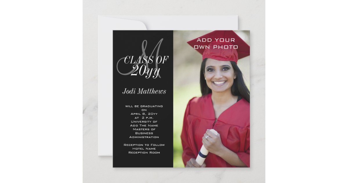 Graduation Monogram Photo Invitation | Zazzle