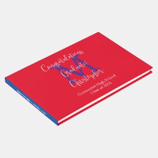 Graduation Monogram Scarlet Red White Blue Sign-In
