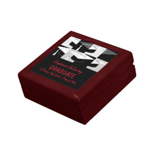 Graduation Mortar Board Black White Graphic  Gift Box