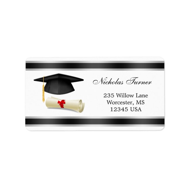 Graduation Mortar cap & diploma Label (Front)