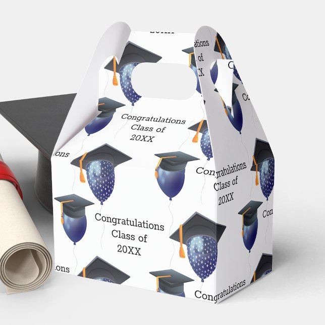 Graduation Mortarboard and Balloons Favor Boxes (Creator Uploaded)