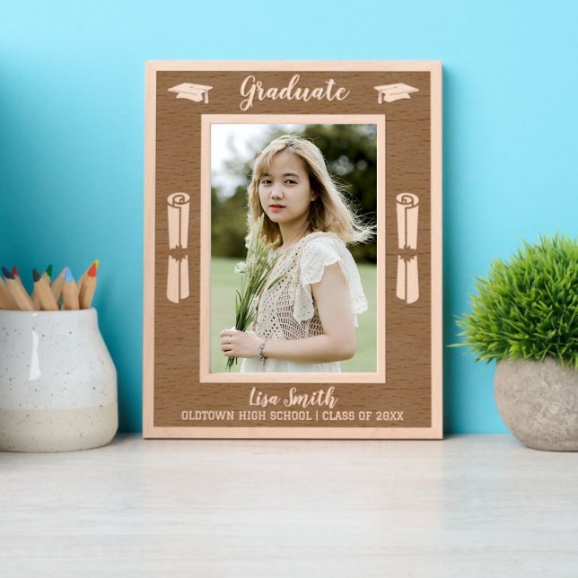 Graduation Mortarboard Caps & Diplomas Border Engraved Frames (Creator Uploaded)