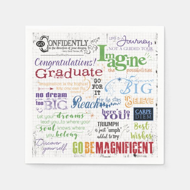 Graduation Motivational Word Art Sayings Paper Napkins (Front)