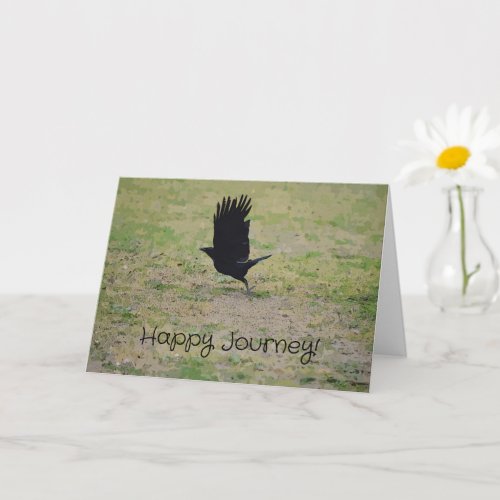 Graduation Moving Trip Black Crow Flying Good Wish Card