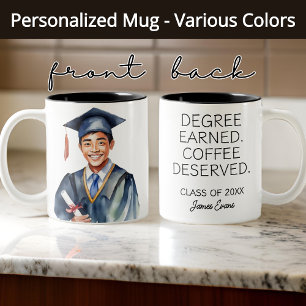 Graduation Mug, Custom Name Class of 2025 Gift Two-Tone Coffee Mug