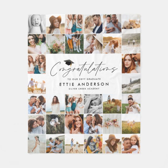 Graduation multi photo congratulations gift fleece blanket (Front)