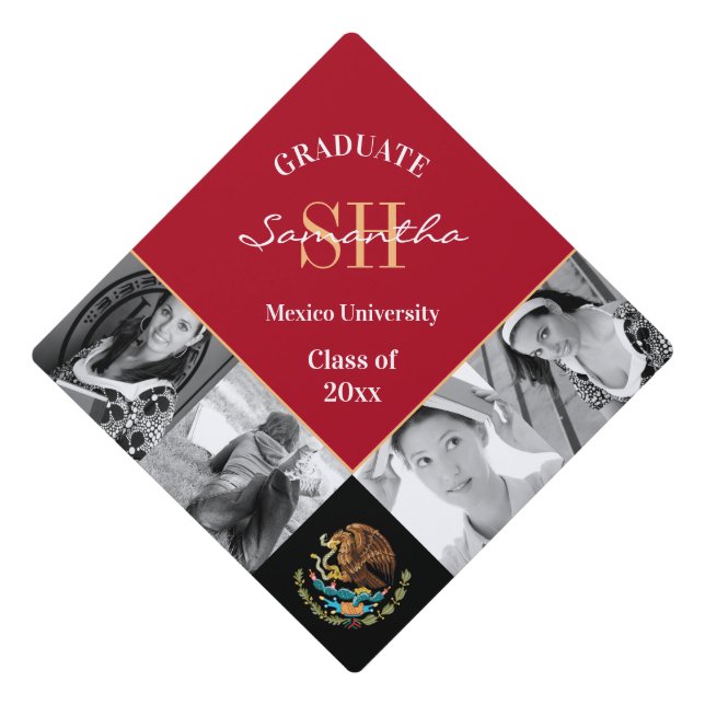Graduation multi photo & Mexico elegant / eagle Cap Topper (Front)